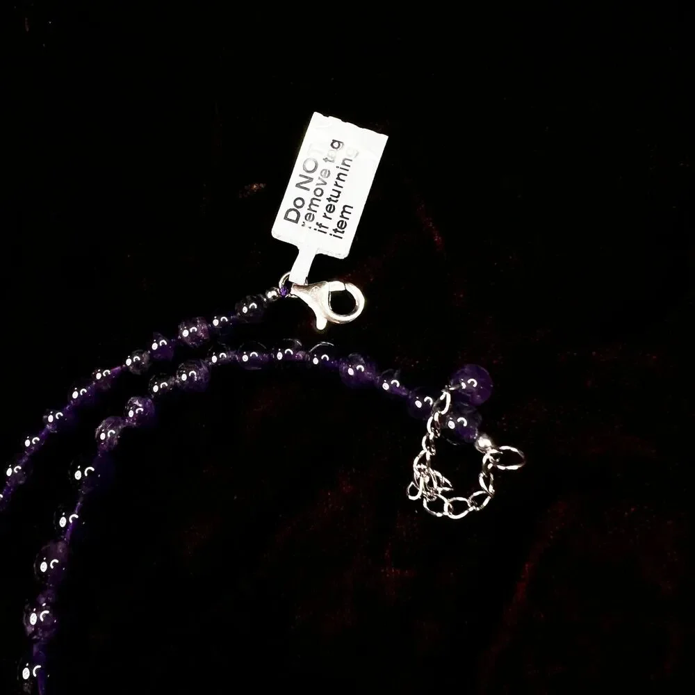 Amethyst Bead Silver Necklace | yahsarah | Gems TV | 925 Sterling Silver